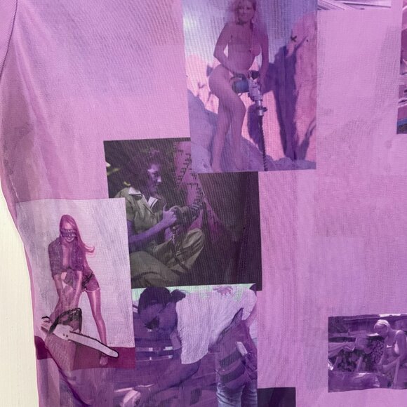 Hot Lava "working girls" purple mesh cropped button up - Picture 7 of 8